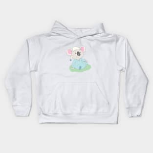 Lovely cute koala is sitting on the grass Kids Hoodie